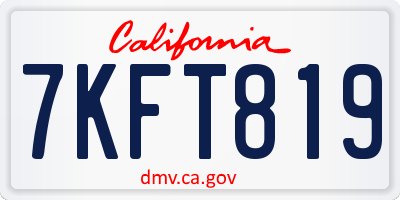 CA license plate 7KFT819