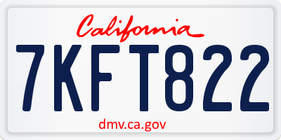 CA license plate 7KFT822