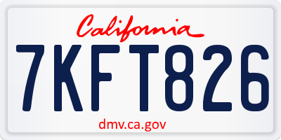 CA license plate 7KFT826