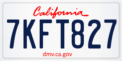 CA license plate 7KFT827