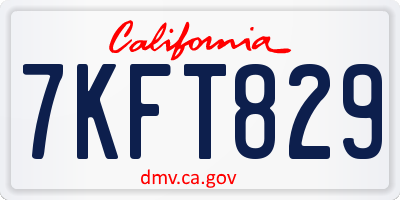 CA license plate 7KFT829