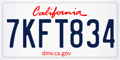 CA license plate 7KFT834