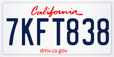 CA license plate 7KFT838