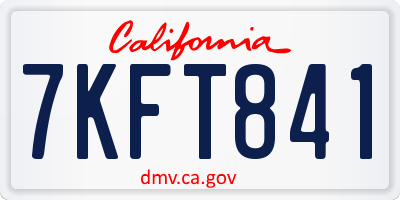 CA license plate 7KFT841