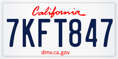CA license plate 7KFT847