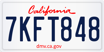 CA license plate 7KFT848