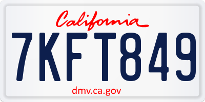 CA license plate 7KFT849