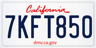 CA license plate 7KFT850