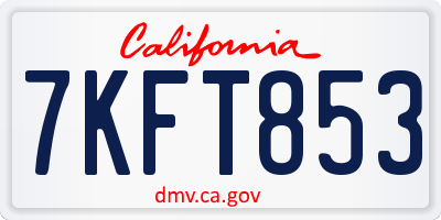 CA license plate 7KFT853