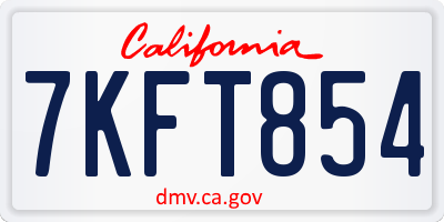 CA license plate 7KFT854