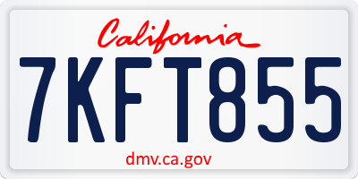 CA license plate 7KFT855