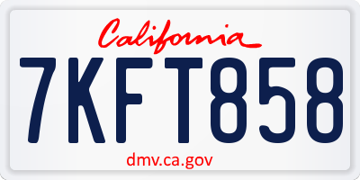 CA license plate 7KFT858