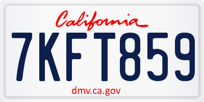 CA license plate 7KFT859