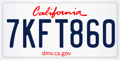 CA license plate 7KFT860