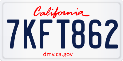 CA license plate 7KFT862