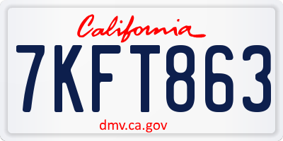 CA license plate 7KFT863