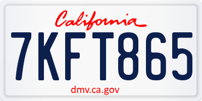 CA license plate 7KFT865