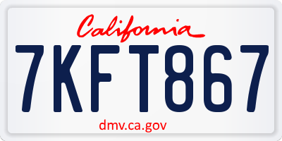 CA license plate 7KFT867
