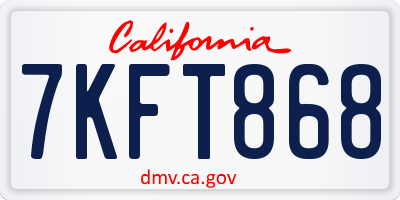 CA license plate 7KFT868