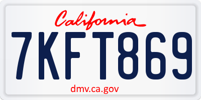 CA license plate 7KFT869