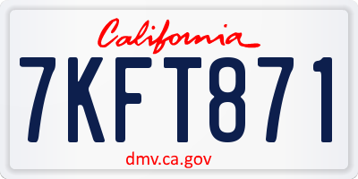 CA license plate 7KFT871