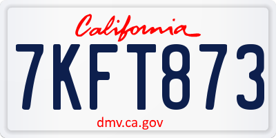 CA license plate 7KFT873