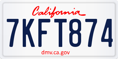 CA license plate 7KFT874