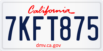 CA license plate 7KFT875