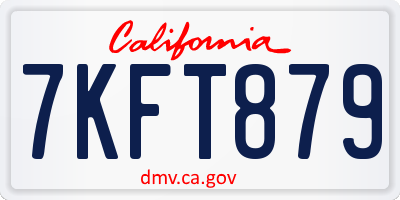 CA license plate 7KFT879