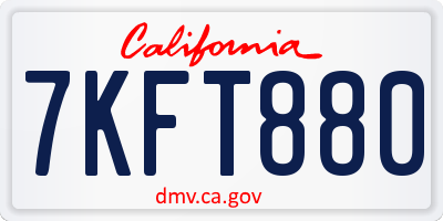 CA license plate 7KFT880