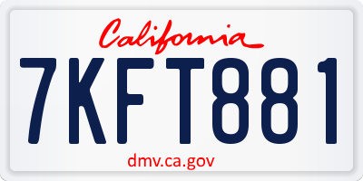 CA license plate 7KFT881