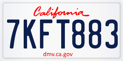CA license plate 7KFT883