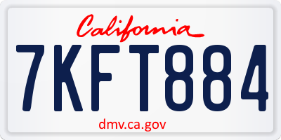 CA license plate 7KFT884