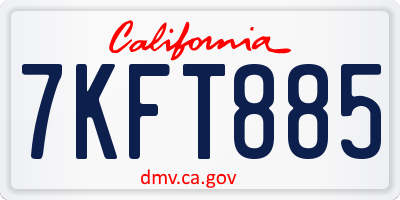 CA license plate 7KFT885