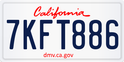 CA license plate 7KFT886