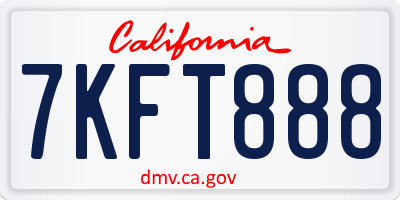 CA license plate 7KFT888