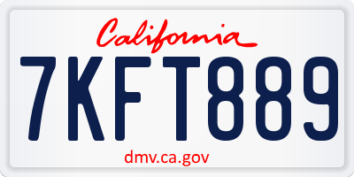 CA license plate 7KFT889