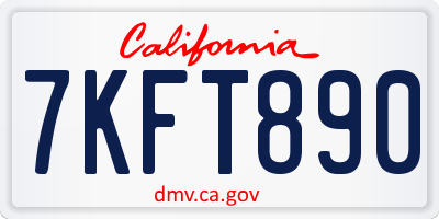CA license plate 7KFT890