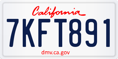CA license plate 7KFT891