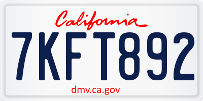 CA license plate 7KFT892