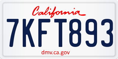 CA license plate 7KFT893