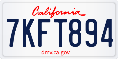 CA license plate 7KFT894