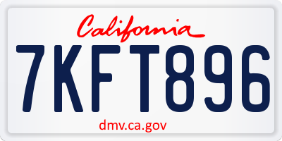 CA license plate 7KFT896