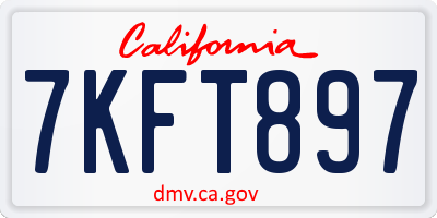CA license plate 7KFT897
