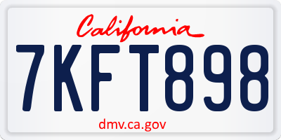 CA license plate 7KFT898