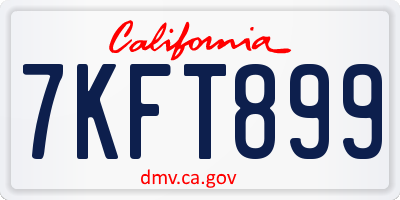 CA license plate 7KFT899
