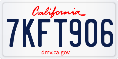 CA license plate 7KFT906