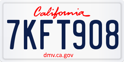 CA license plate 7KFT908