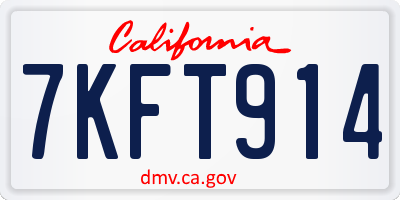CA license plate 7KFT914