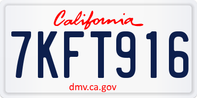 CA license plate 7KFT916